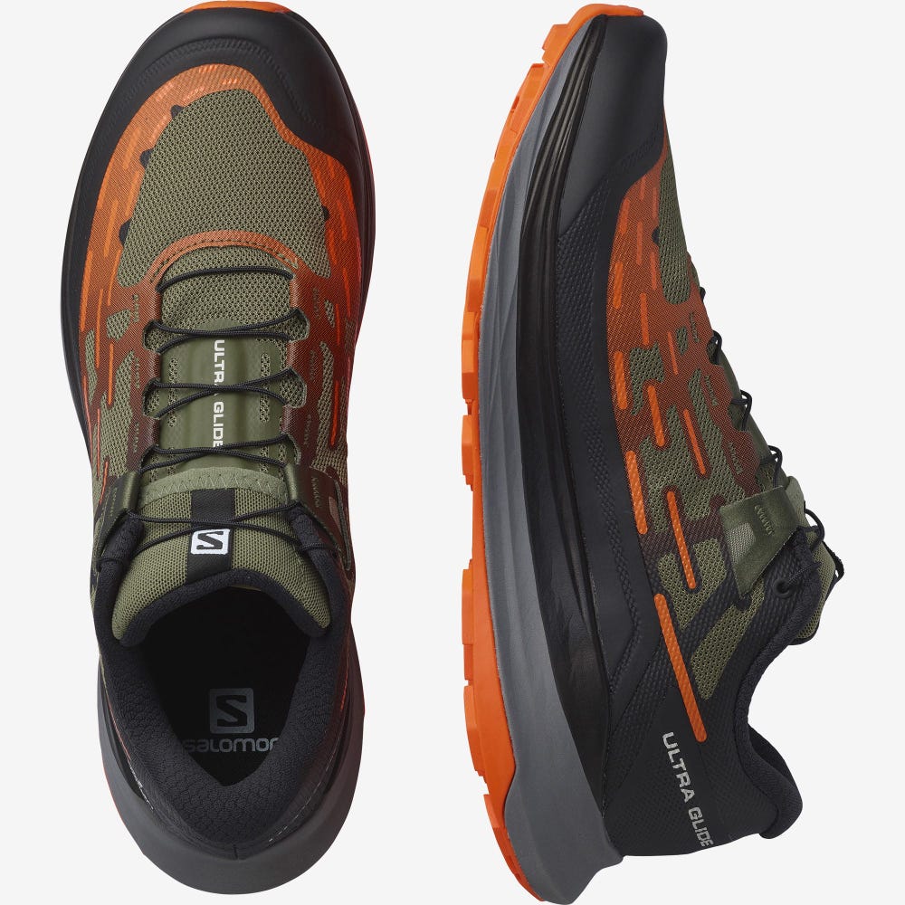 Salomon ULTRA GLIDE Terepfutó Cipő Férfi MélyZöld/Fekete/Piros Narancssárga | HU386021