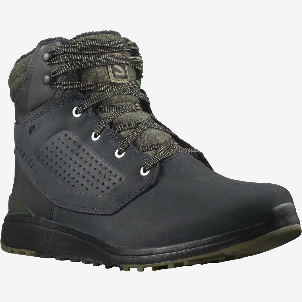 Salomon UTILITY WINTER CLIMASALOMON™ WATERPROOF Téli Bakancs Férfi Fekete/MélyZöld | HU945836