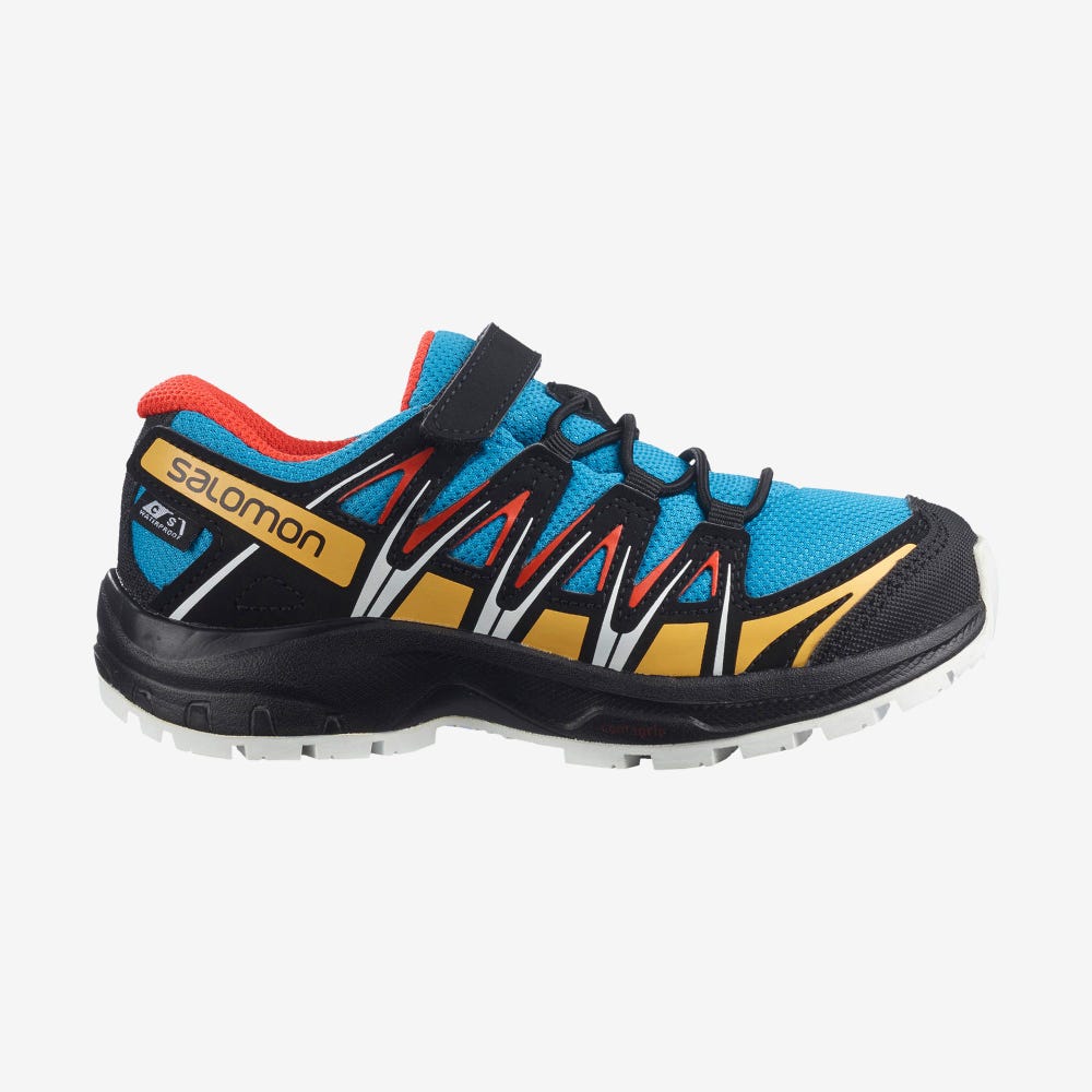 Salomon XA PRO 3D CSWP K Terepfutó Cipő Gyerek Kék/Fekete/Sárgabarack | HU781652