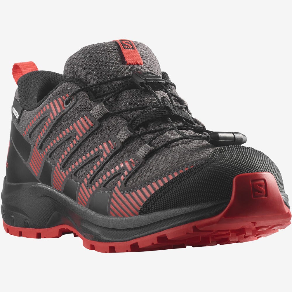 Salomon XA PRO V8 CLIMASALOMON™ WATERPROOF Terepfutó Cipő Gyerek Szürke/Fekete/Piros | HU018423