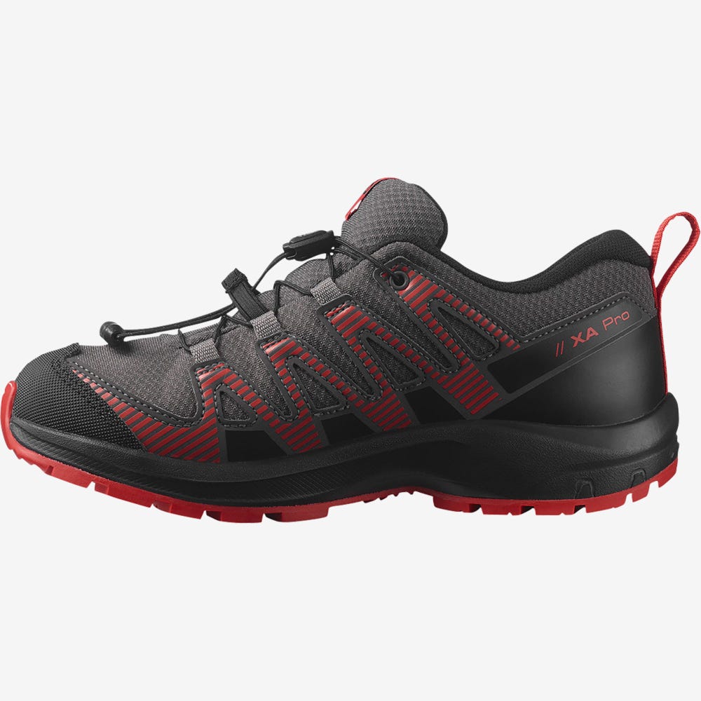 Salomon XA PRO V8 CLIMASALOMON™ WATERPROOF Terepfutó Cipő Gyerek Szürke/Fekete/Piros | HU018423