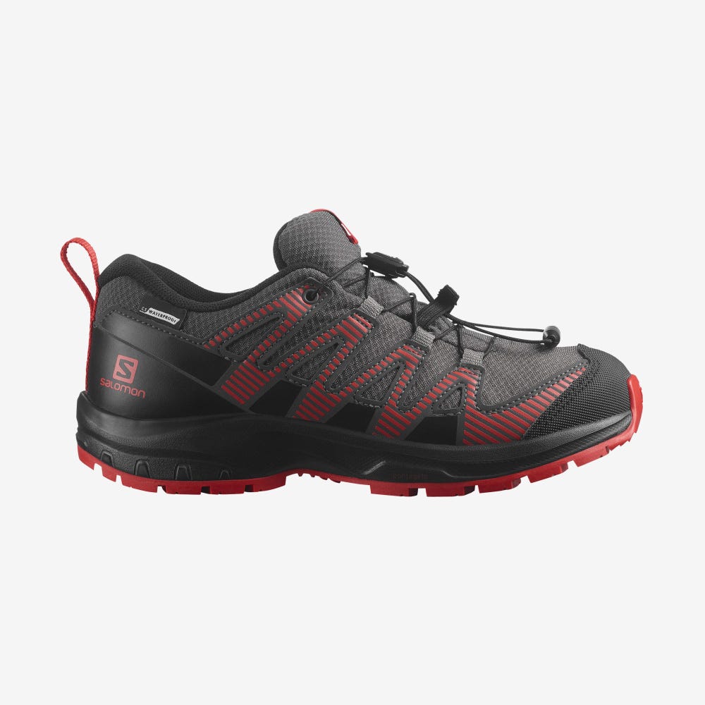 Salomon XA PRO V8 CLIMASALOMON™ WATERPROOF Terepfutó Cipő Gyerek Szürke/Fekete/Piros | HU018423