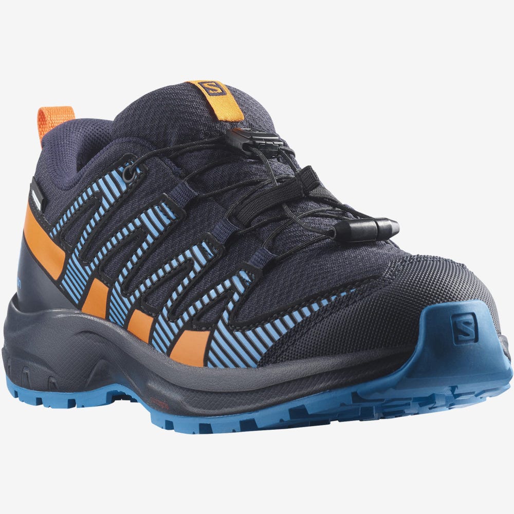 Salomon XA PRO V8 CLIMASALOMON™ WATERPROOF Túrabakancs Gyerek Sötétkék/Narancssárga | HU056931