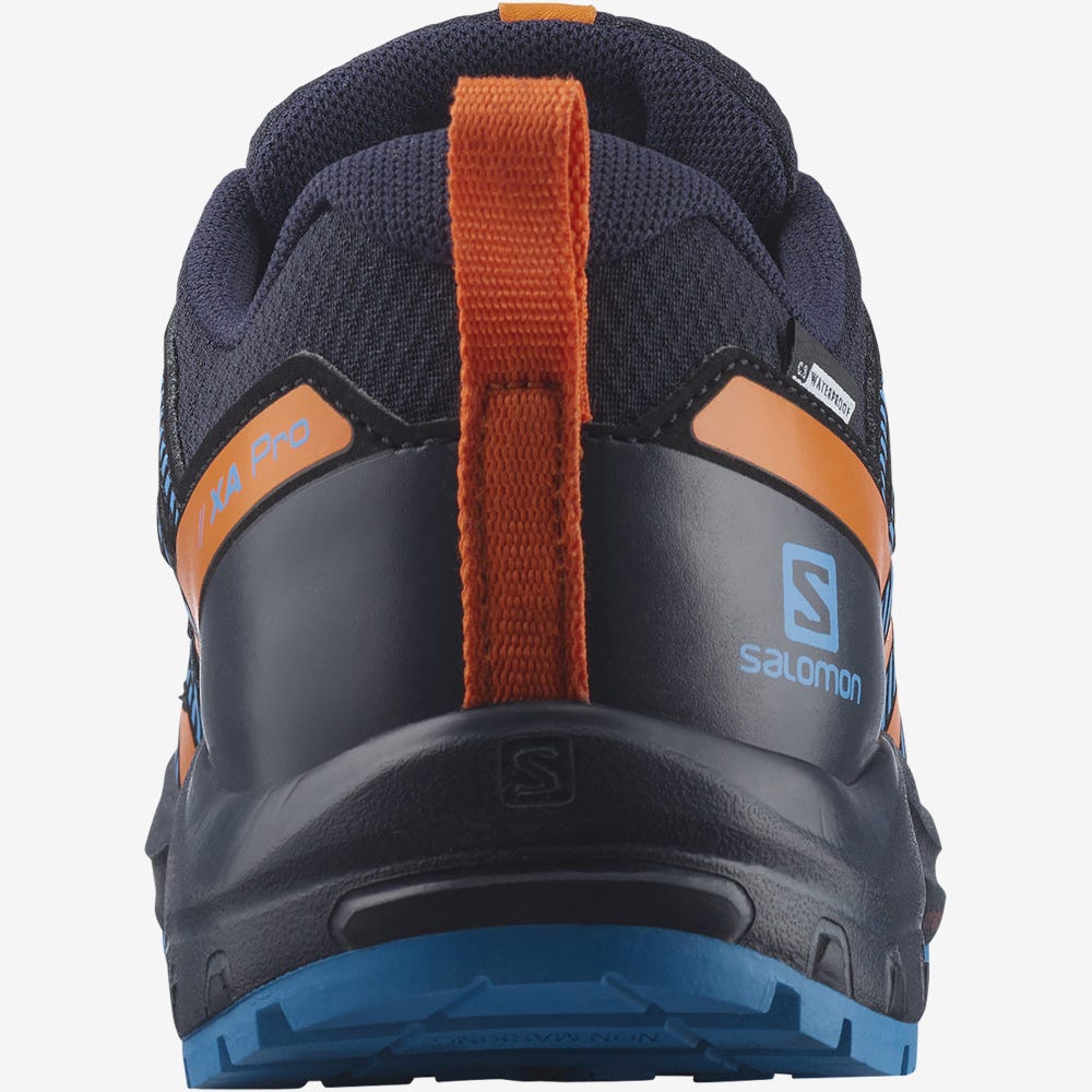 Salomon XA PRO V8 CLIMASALOMON™ WATERPROOF Túrabakancs Gyerek Sötétkék/Narancssárga | HU056931