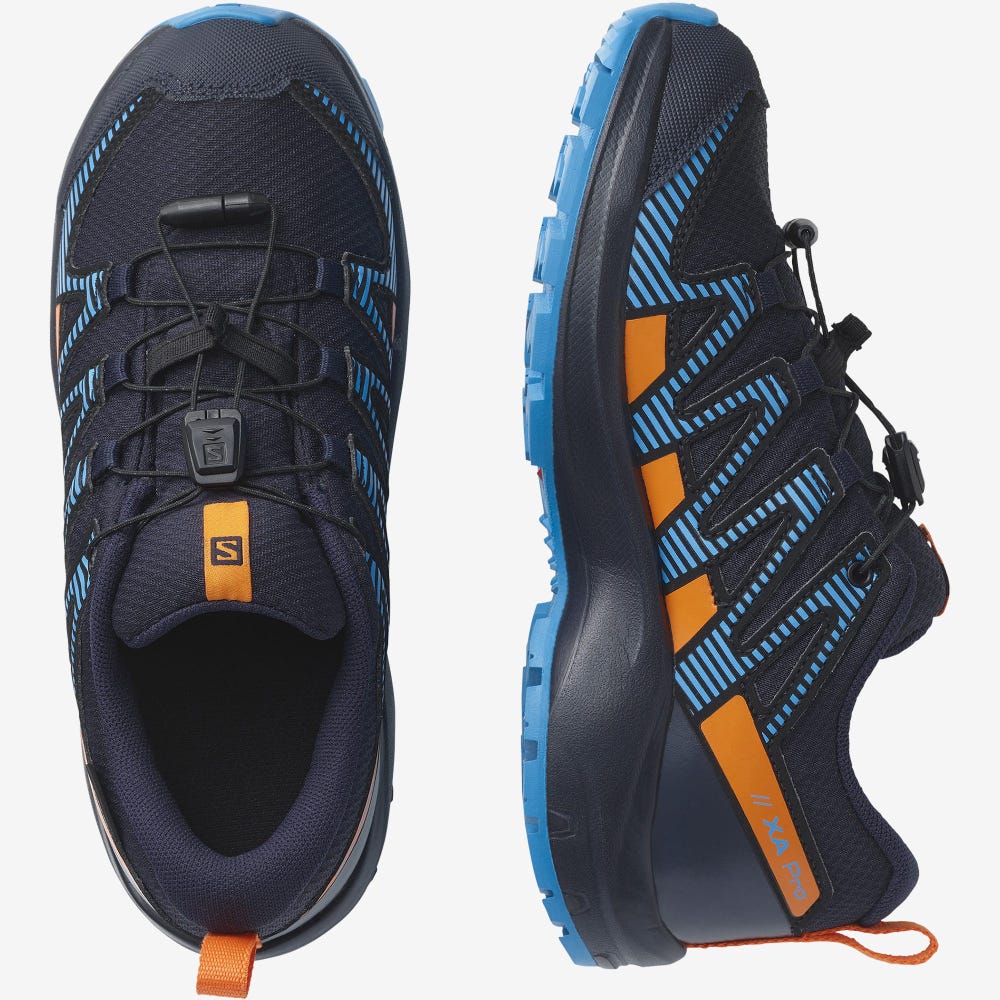 Salomon XA PRO V8 CLIMASALOMON™ WATERPROOF Túrabakancs Gyerek Sötétkék/Narancssárga | HU056931