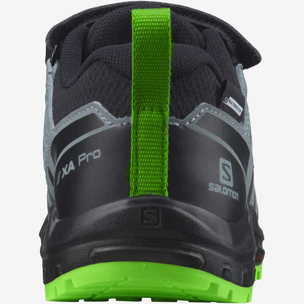 Salomon XA PRO V8 CLIMASALOMON™ WATERPROOF Terepfutó Cipő Gyerek Fekete/Zöld | HU058673