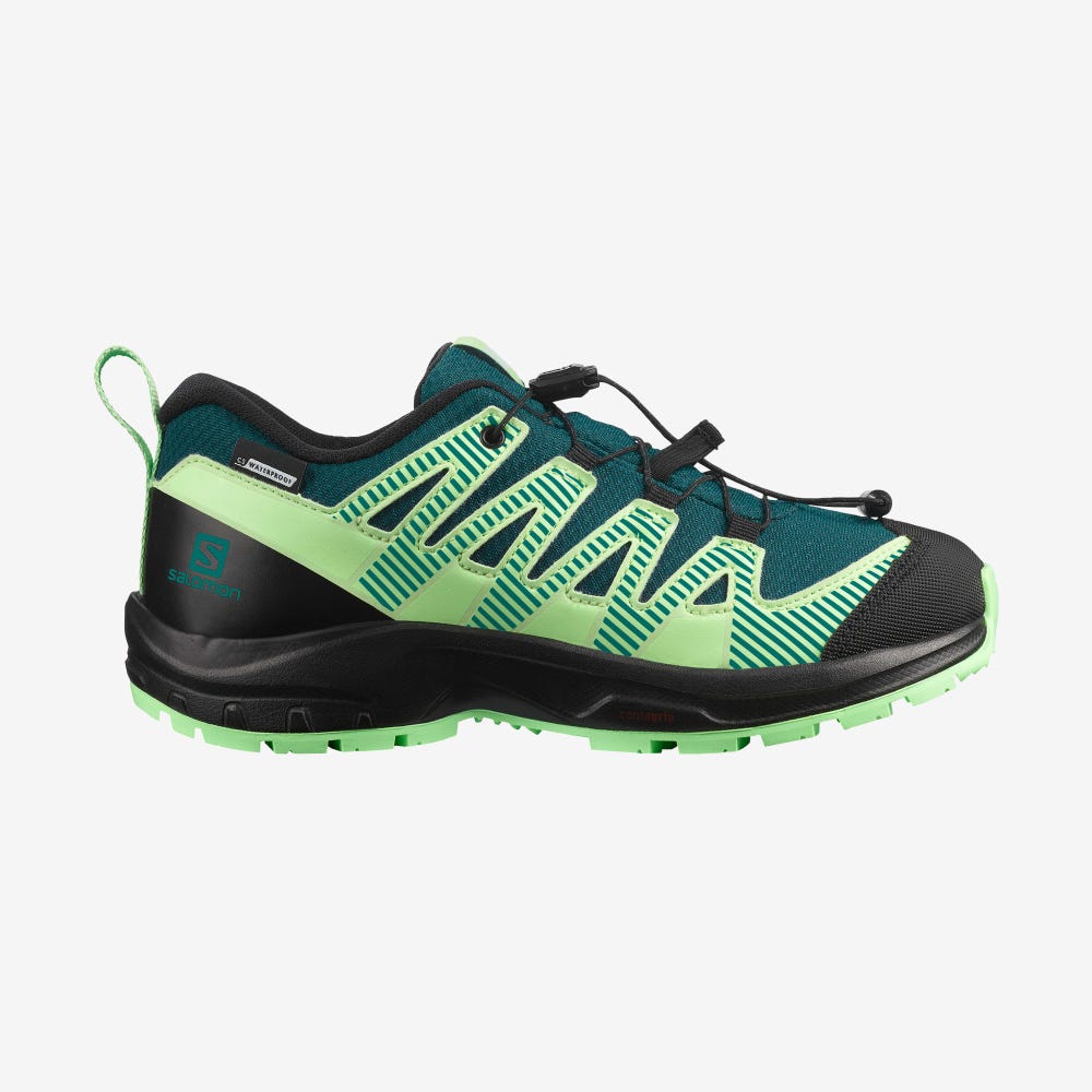 Salomon XA PRO V8 CLIMASALOMON™ WATERPROOF Túrabakancs Gyerek MélyTürkiz/Fekete/Zöld | HU697513