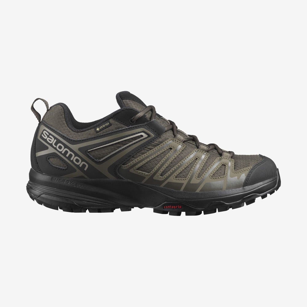 Salomon X CREST GORE-TEX Túracipő Férfi Olivazöld/Fekete | HU840351