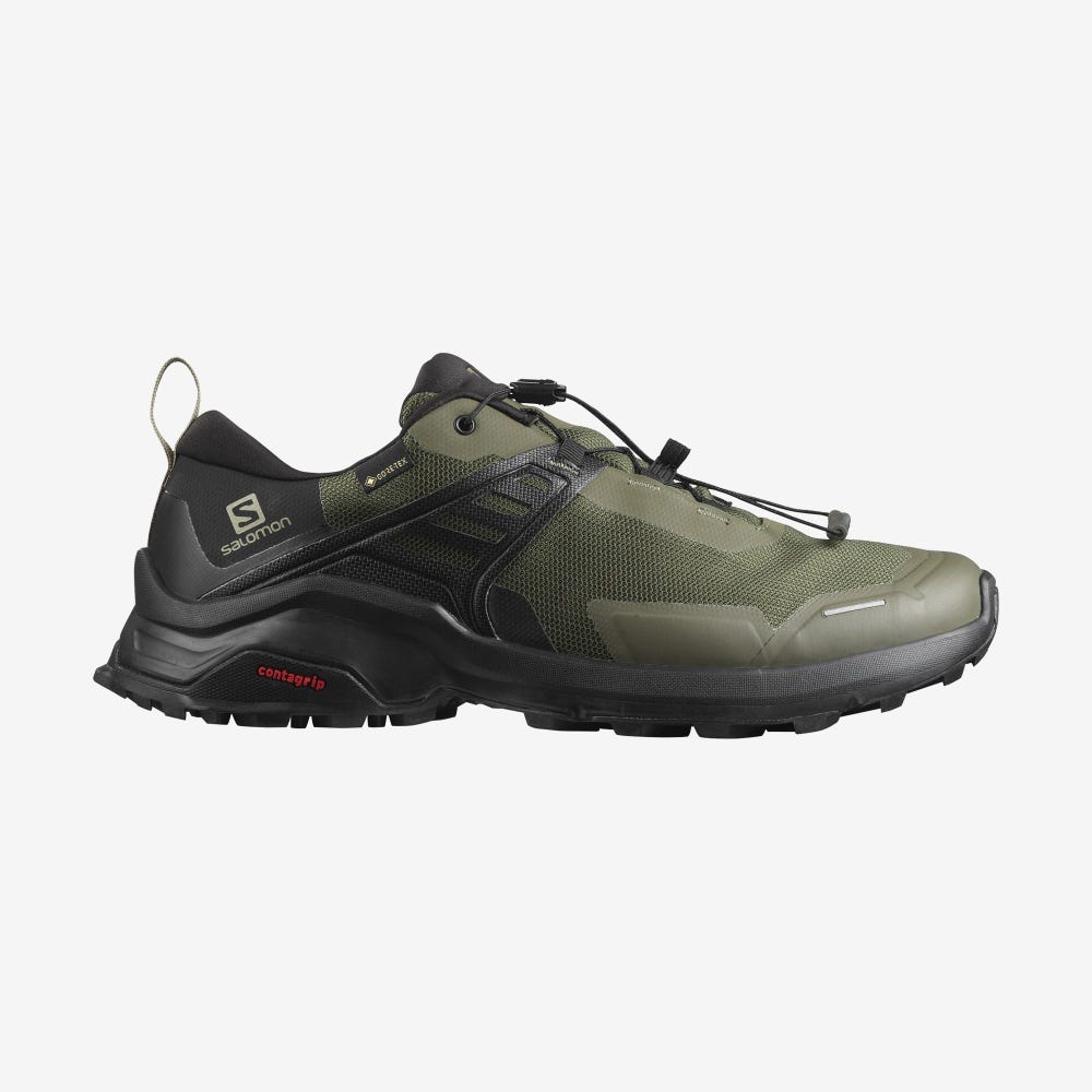 Salomon X RAISE GORE-TEX Túracipő Férfi Olivazöld/Fekete | HU763021