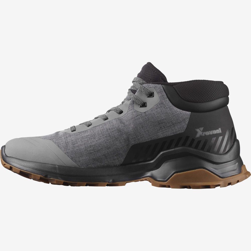 Salomon X REVEAL CHUKKA CLIMASALOMON™ WATERPROOF Téli Bakancs Férfi Szürke/Fekete | HU514036