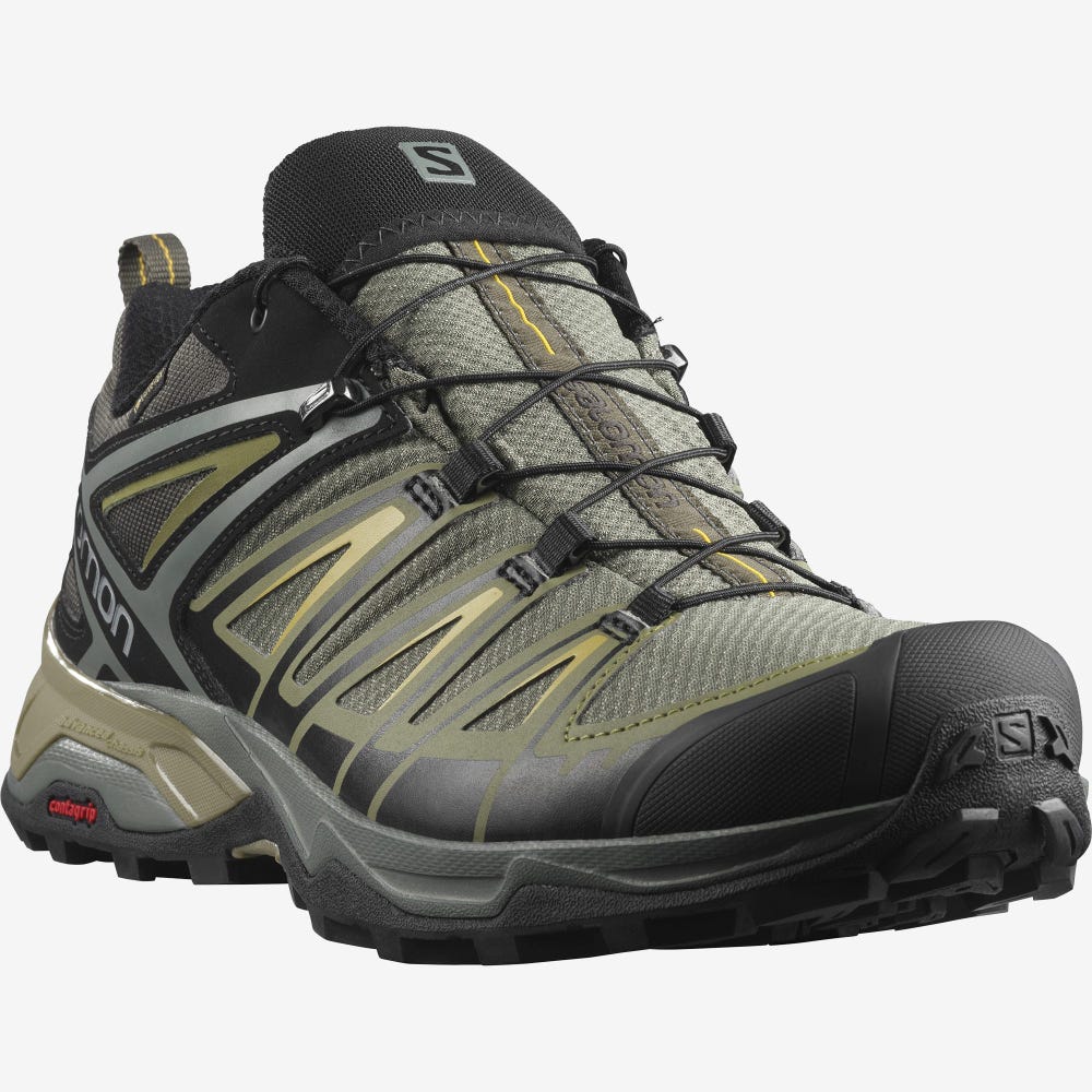 Salomon X ULTRA 3 GORE-TEX Túracipő Férfi Szürke/Zöld | HU764218