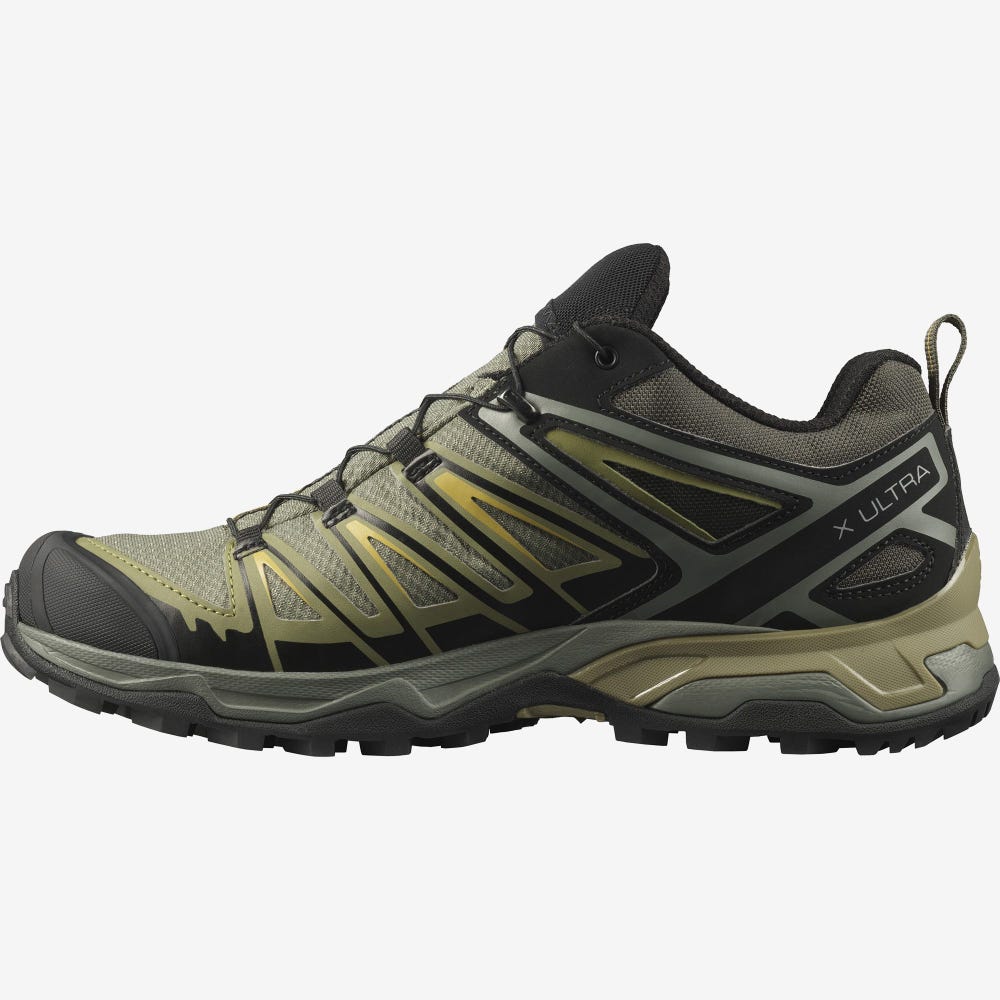 Salomon X ULTRA 3 GORE-TEX Túracipő Férfi Szürke/Zöld | HU764218