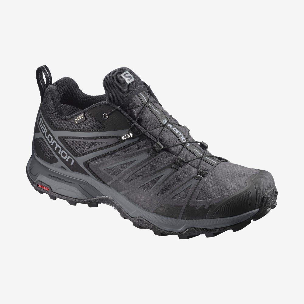 Salomon X ULTRA 3 WIDE GORE-TEX Túracipő Férfi Fekete | HU673520