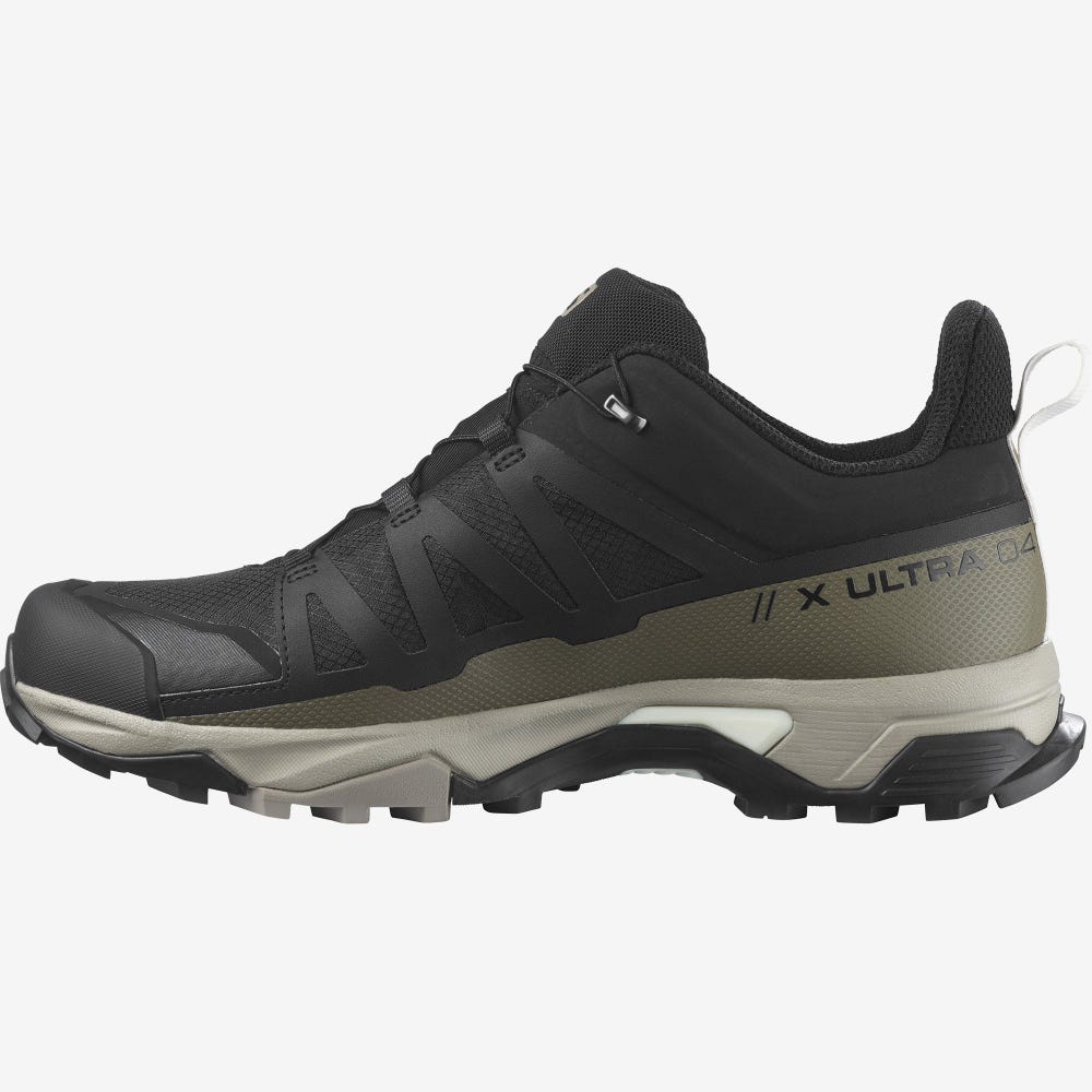 Salomon X ULTRA 4 GORE-TEX Túracipő Férfi Fekete/Khaki/Világos Sárga | HU019326