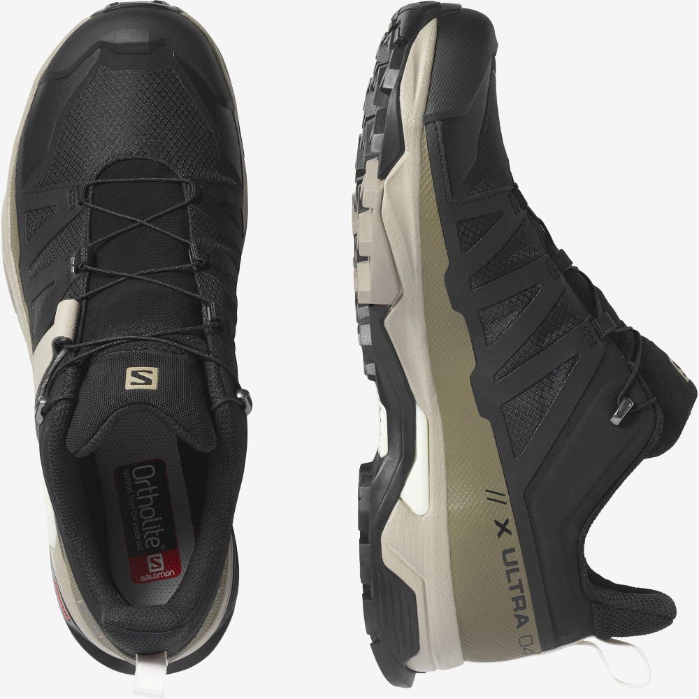 Salomon X ULTRA 4 GORE-TEX Túracipő Férfi Fekete/Khaki/Világos Sárga | HU019326