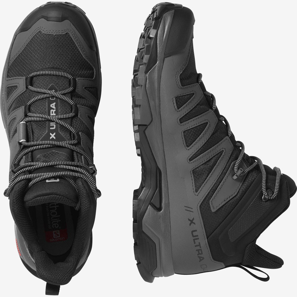 Salomon X ULTRA 4 MID GORE-TEX Túrabakancs Férfi Fekete/Kék | HU382495