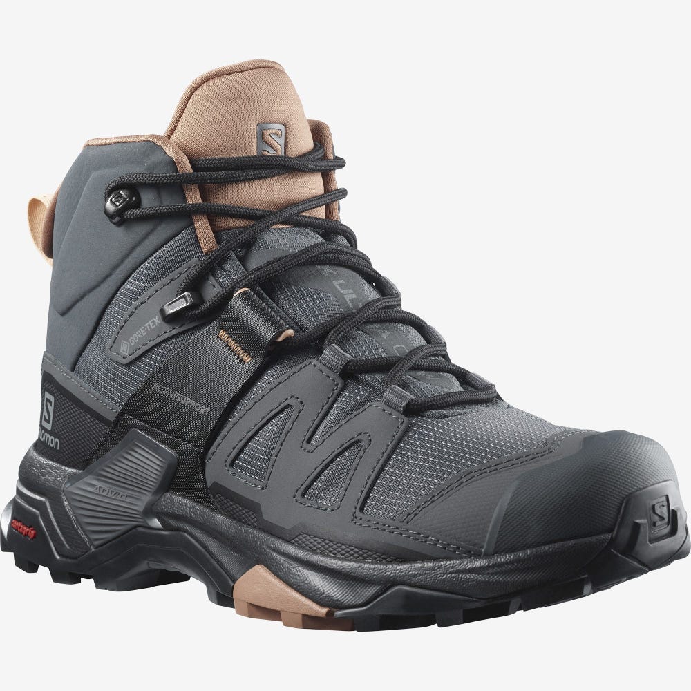 Salomon X ULTRA 4 MID GORE-TEX Túrabakancs Női Szürke/Bézs/Krém | HU690374