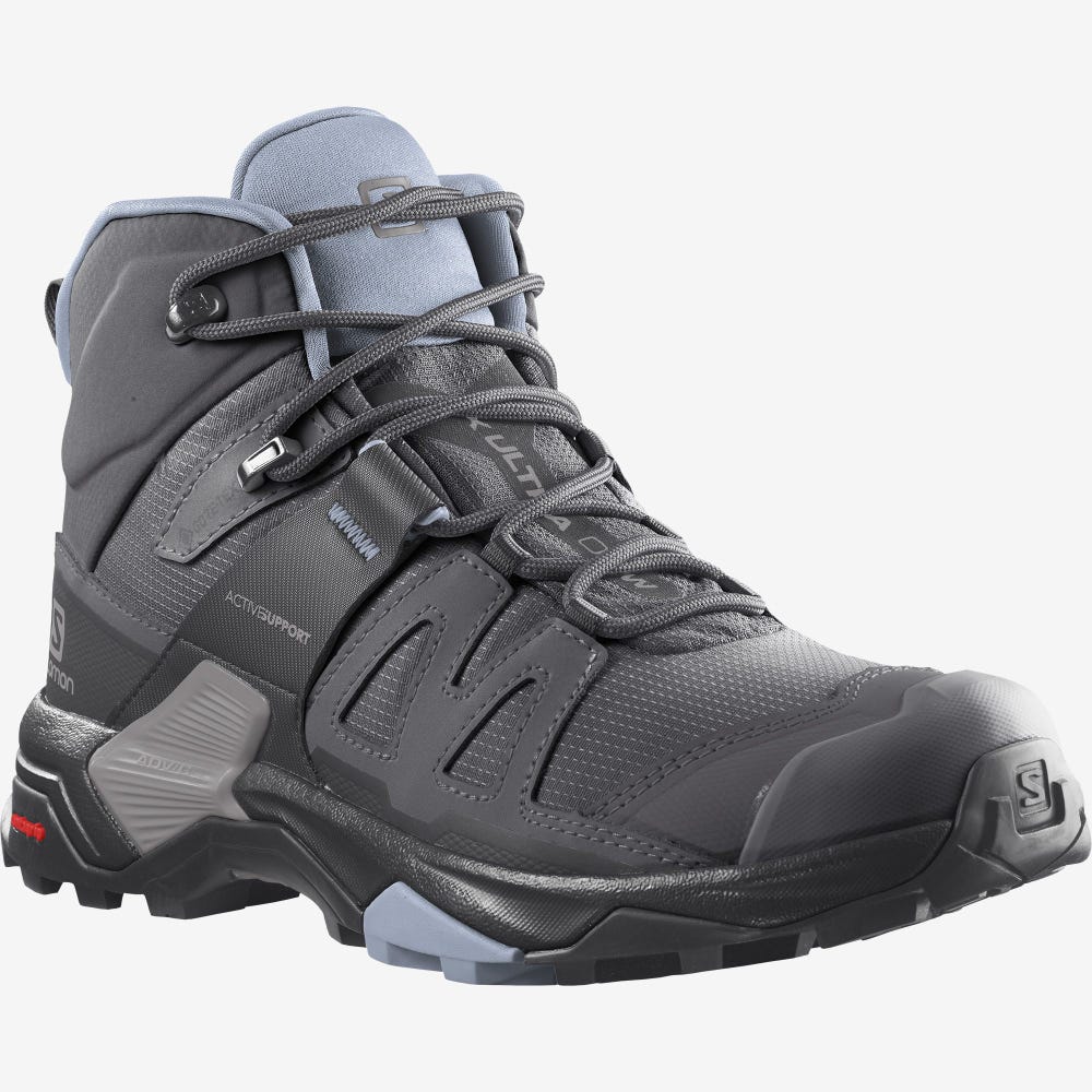 Salomon X ULTRA 4 MID GORE-TEX Túrabakancs Női Szürke/Fekete/Kék | HU798316