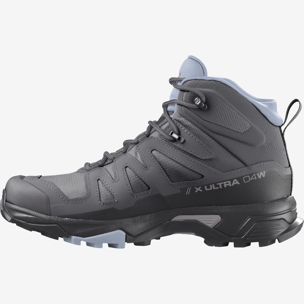 Salomon X ULTRA 4 MID GORE-TEX Túrabakancs Női Szürke/Fekete/Kék | HU798316