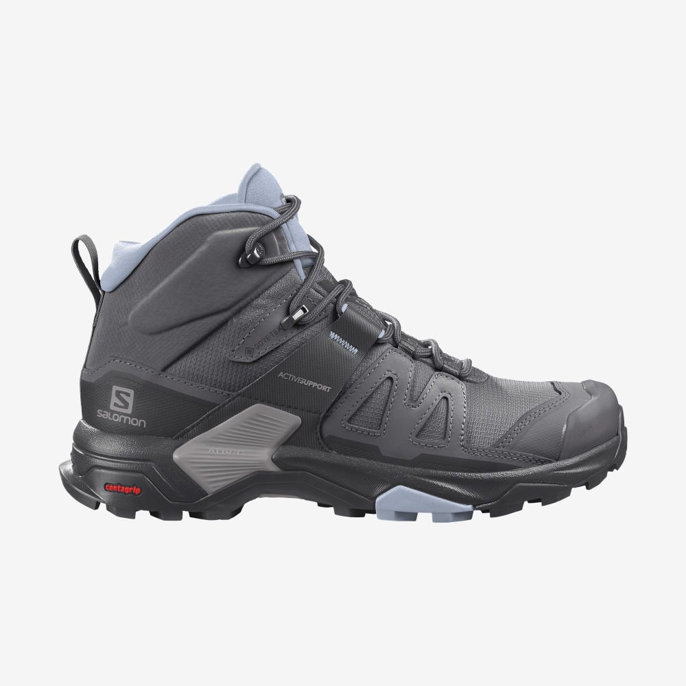 Salomon X ULTRA 4 MID GORE-TEX Túrabakancs Női Szürke/Fekete/Kék | HU798316