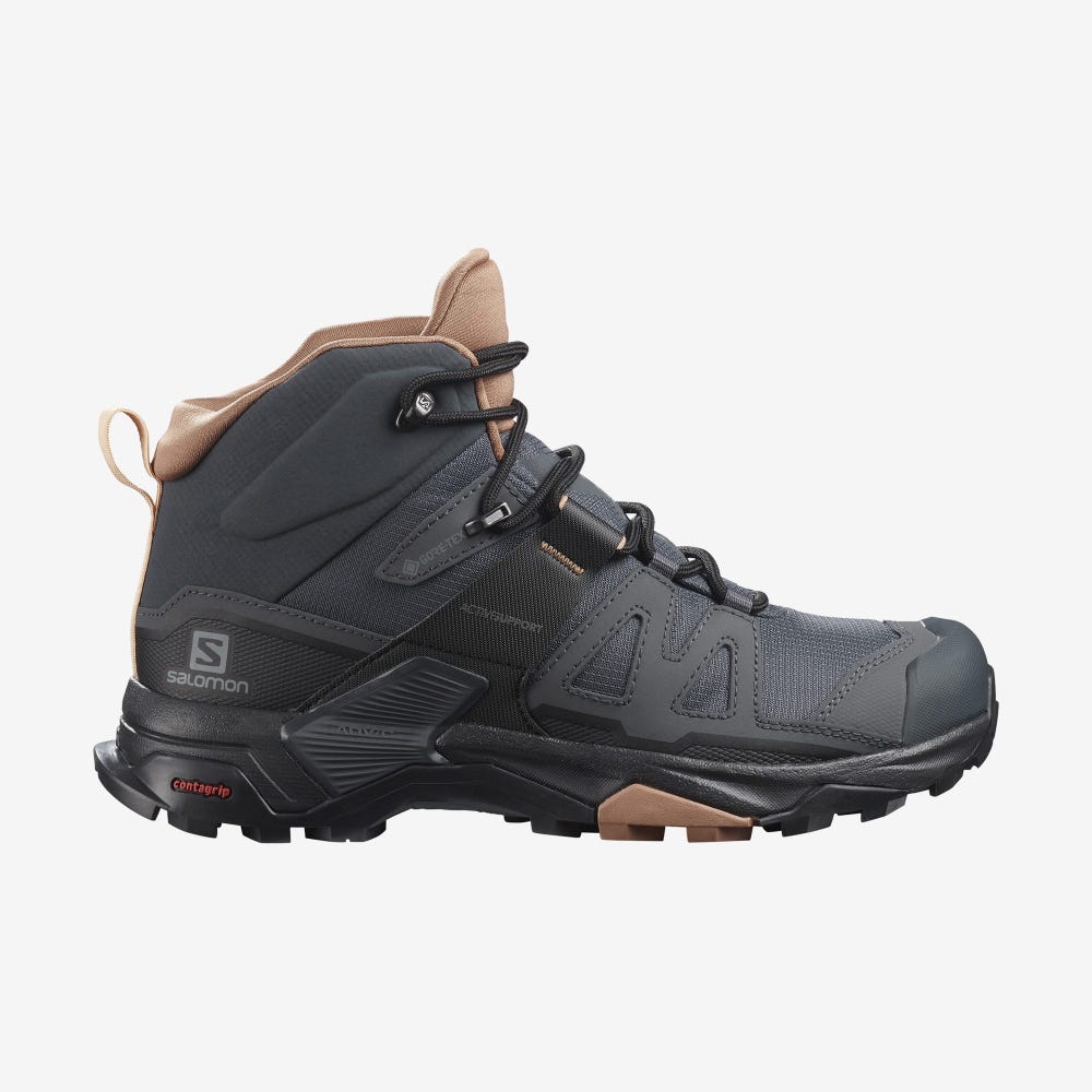 Salomon X ULTRA 4 MID WIDE GORE-TEX Túrabakancs Női Szürke/Bézs/Krém | HU907451