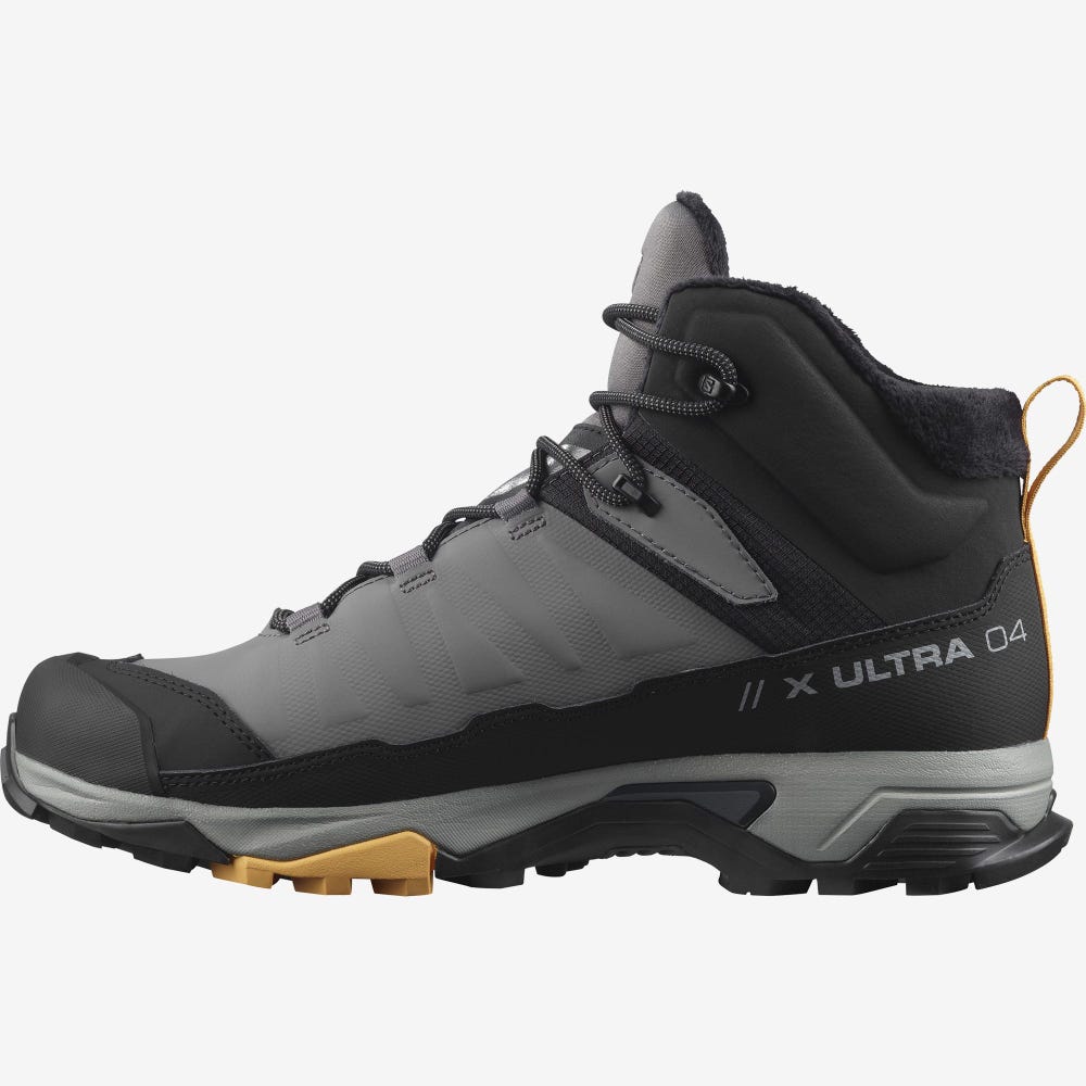 Salomon X ULTRA 4 MID WINTER THINSULATE™ CLIMASALOMON™ WATERPROOF Téli Bakancs Férfi Szürke/Fekete/Sárgabarack | HU047193