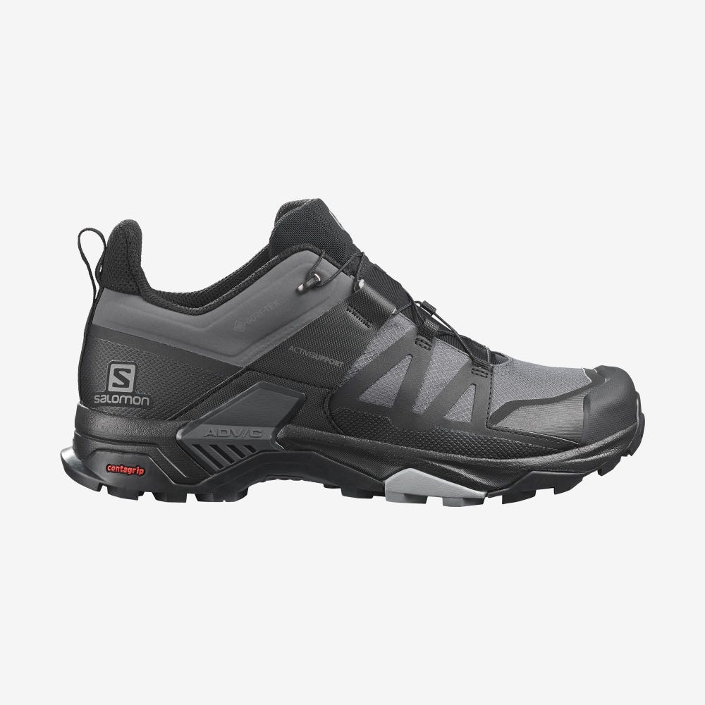 Salomon X ULTRA 4 WIDE GORE-TEX Túracipő Férfi Szürke/Fekete | HU291346