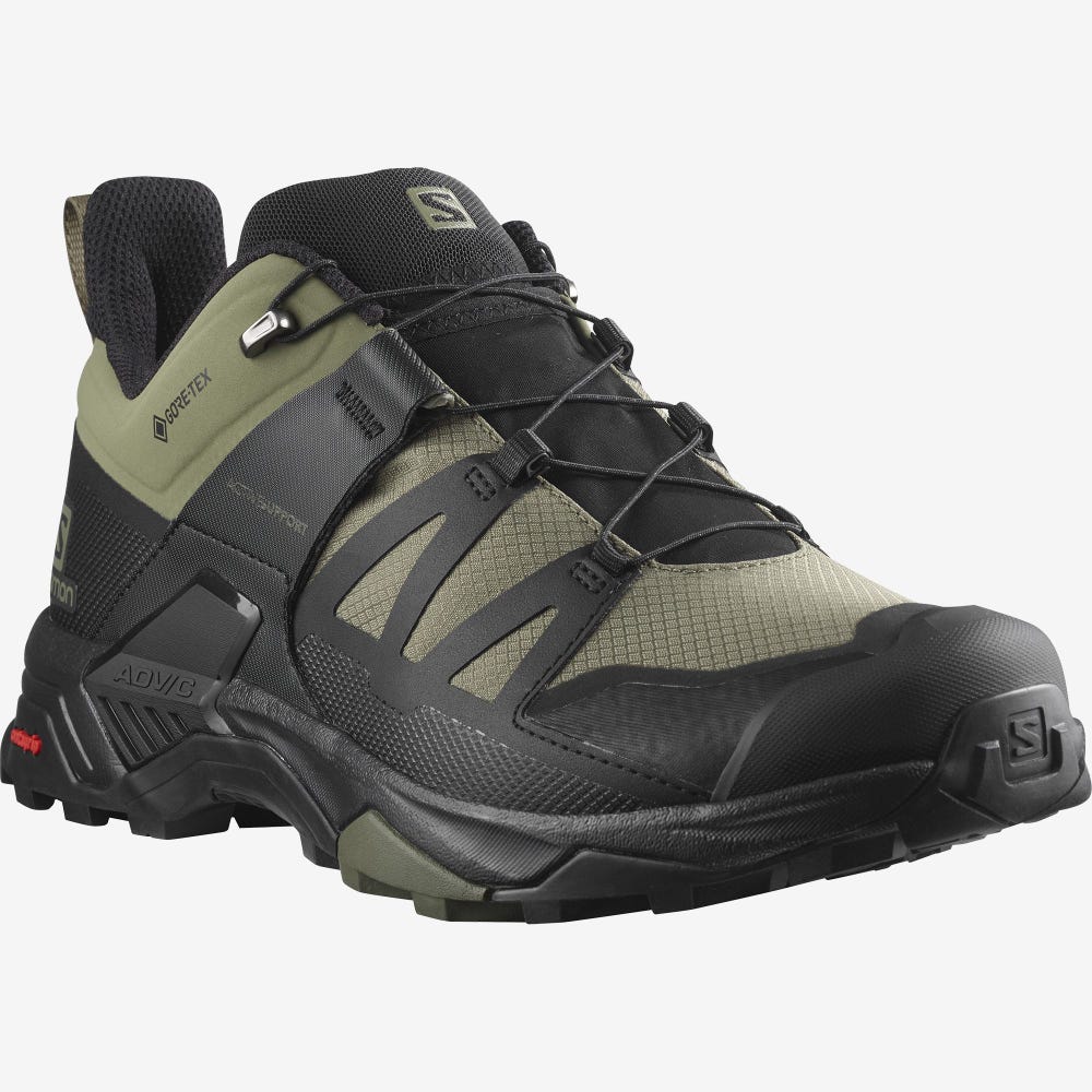 Salomon X ULTRA 4 WIDE GORE-TEX Túracipő Férfi MélyZöld/Fekete/Olivazöld | HU540639