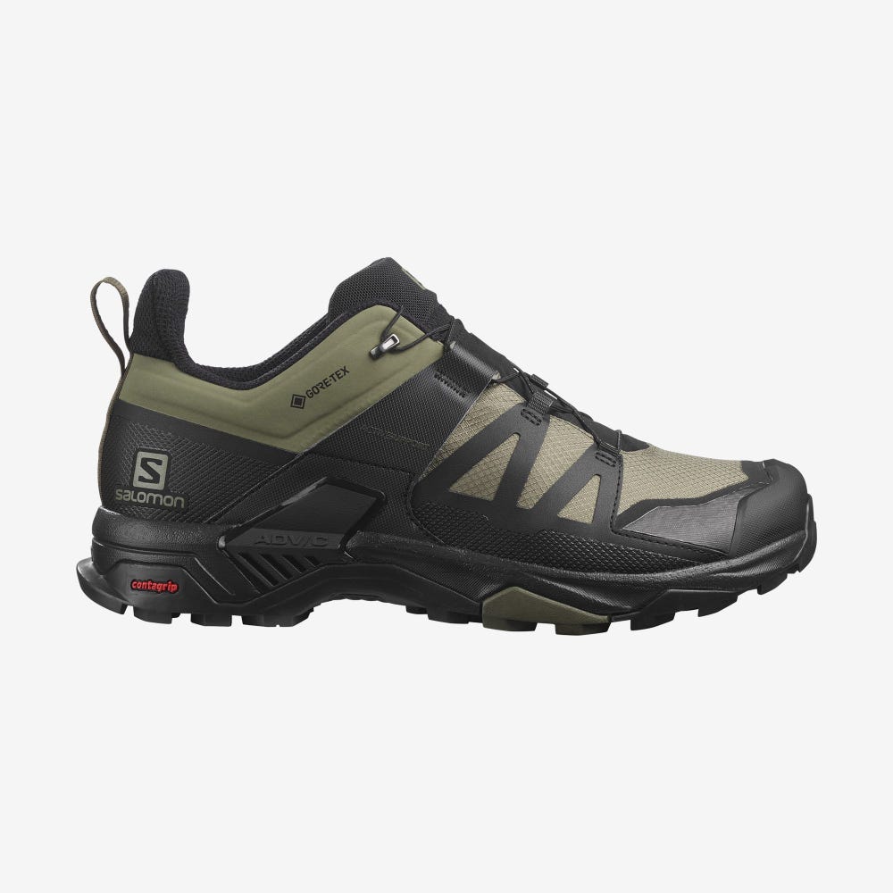 Salomon X ULTRA 4 WIDE GORE-TEX Túracipő Férfi MélyZöld/Fekete/Olivazöld | HU540639