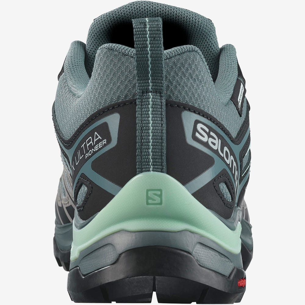 Salomon X ULTRA PIONEER CLIMASALOMON™ WATERPROOF Túracipő Női Szürke/Zöld | HU652301