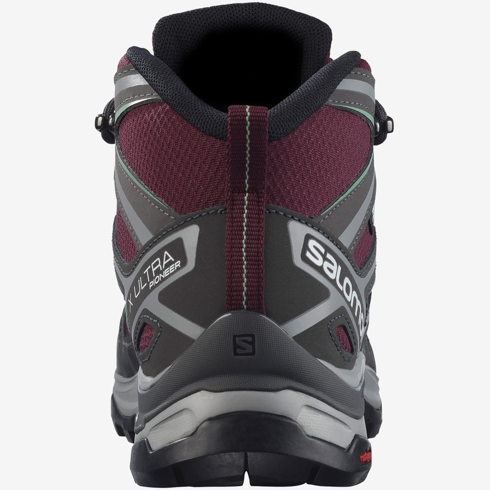 Salomon X ULTRA PIONEER MID CLIMASALOMON™ WATERPROOF Túrabakancs Női Bordó/Szürke Zöld | HU389205