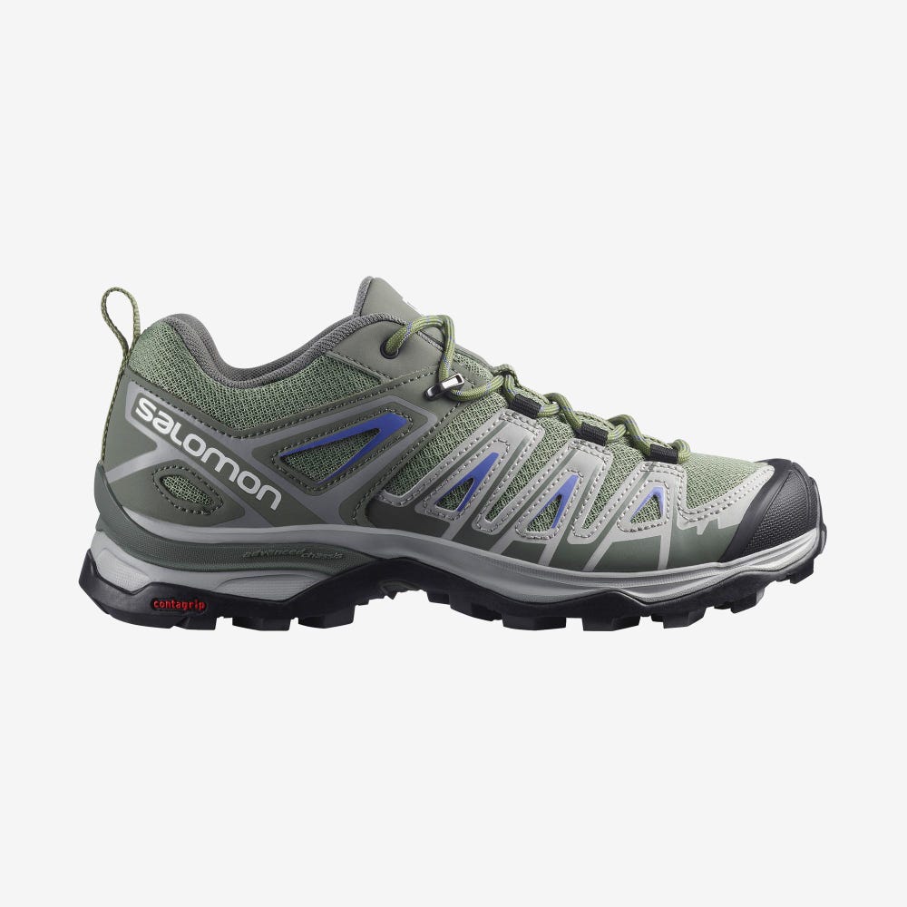 Salomon X ULTRA PIONEER Túracipő Női Zöld/Szürke/Kék | HU648930