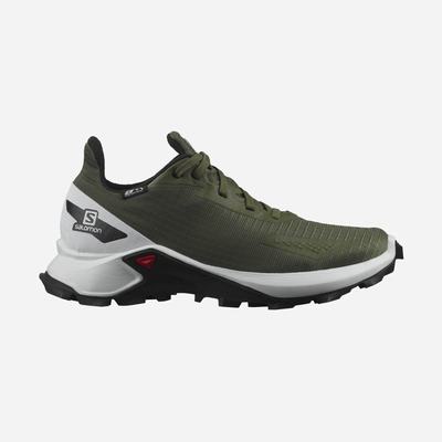 Salomon ALPHACROSS BLAST CLIMASALOMON™ WATERPROOF Terepfutó Cipő Gyerek Olivazöld/Fehér/Fekete | HU534892