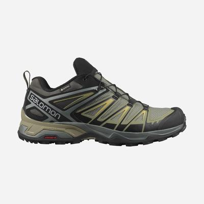 Salomon X ULTRA 3 GORE-TEX Túracipő Férfi Szürke/Zöld | HU764218